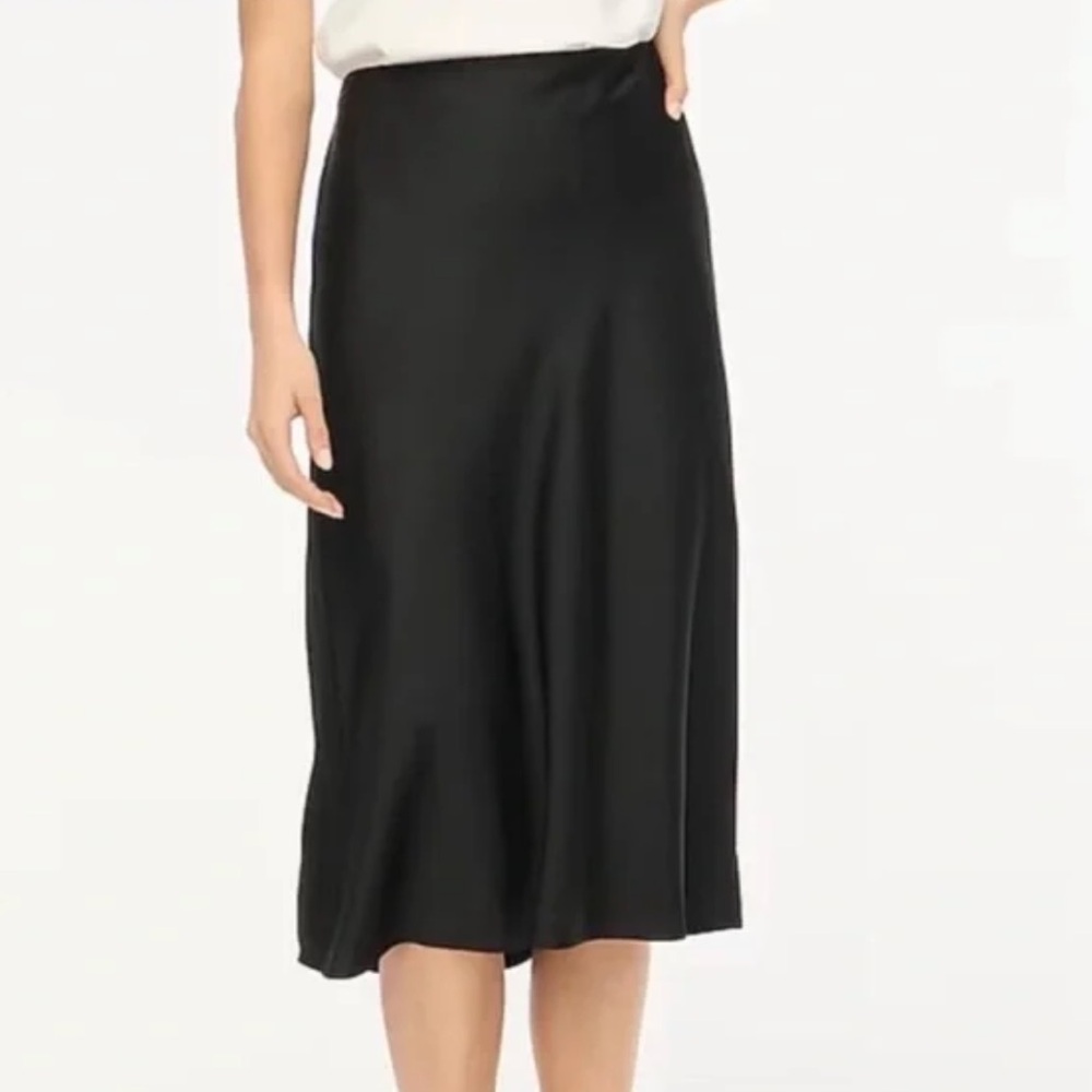 J. Crew Black Satin Maxi Slip Skirt